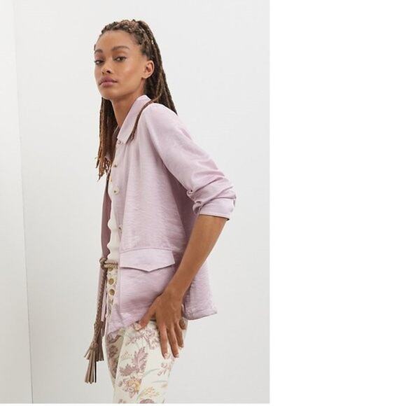 Anthropologie Current Air Clemence Shimmer Shacket in Lavender - Picture 1 of 14